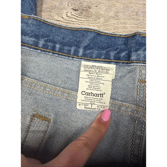 Carhartt B17 DST Mens 40x30 Relaxed Fit Blue Denim Jeans Workwear Classic Cotton - Picture 7 of 8